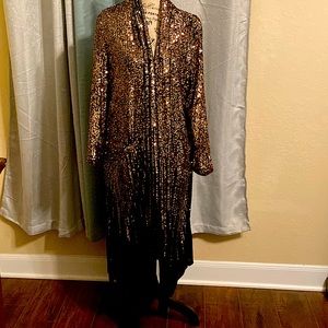 BB Dakota copper/gold&black sequin full length jacket. Lined& very well made.